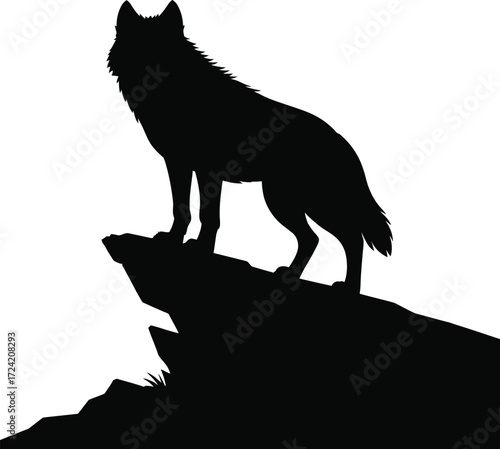 Wolf Illustration Vector Isolated Silhouette Black Art