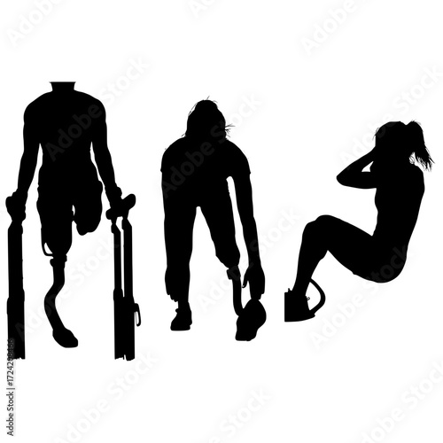 Dynamic workout group showcasing diverse fitness routines and adaptive athlete training for inclusive sport and health promotion