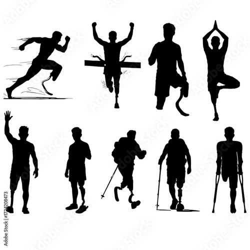 Inspiring silhouettes showcase the strength and resilience of adaptive athletes excelling in sports and fitness activities
