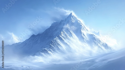 Wallpaper Mural Majestic snow-covered mountain peak under a clear blue sky   Torontodigital.ca