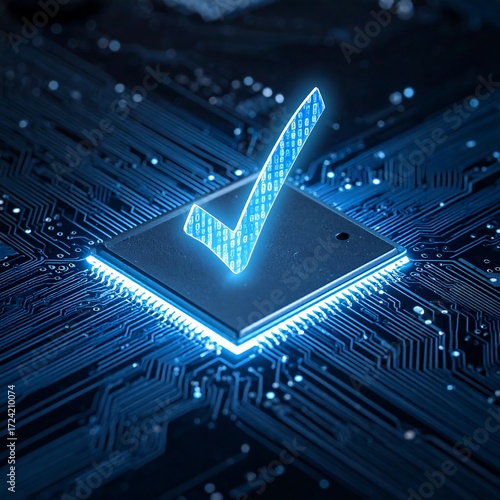 CPU with glowing check mark