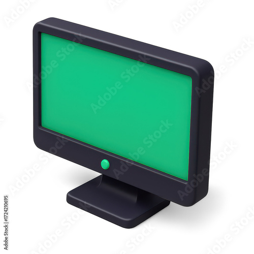 A simple, modern computer monitor with a green screen, suitable for various applications.