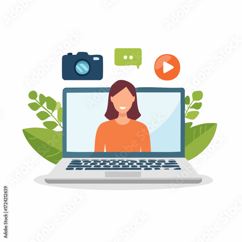 Online video conference – minimalist business communication vector
