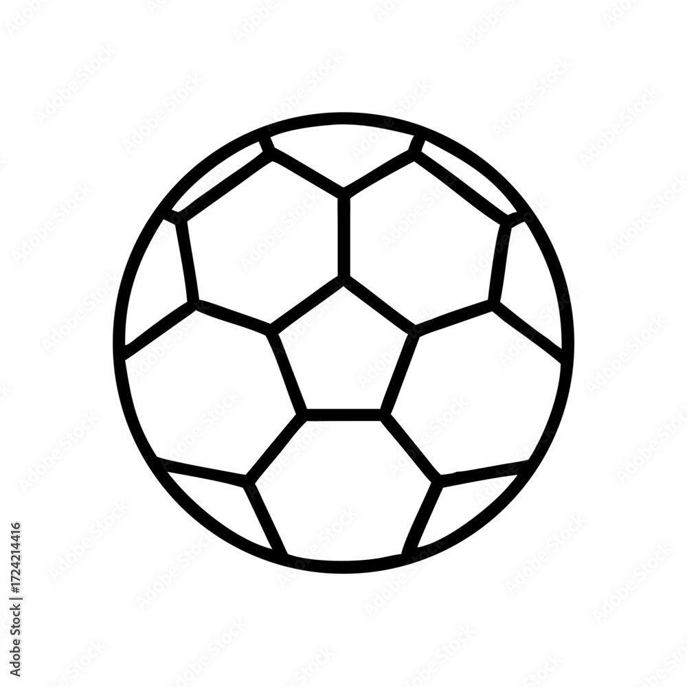 Obraz premium Soccer ball icon in minimalistic design with black outlines 