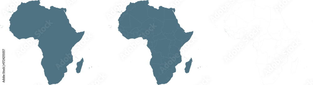 Fototapeta premium Africa map vector illustration, Africa silhouette continent, High detailed map and outlined style. Template for your design, Vector elements isolated on white background