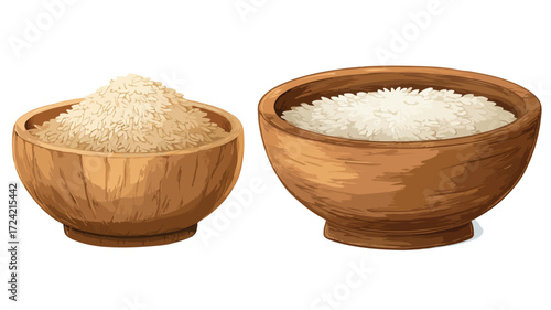 Wooden Bowl with Rice: Natural and Organic Food Presentation