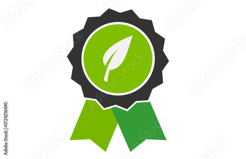 Eco-friendly or organic badge design with a leaf symbol, ideal for product packaging and marketing materials