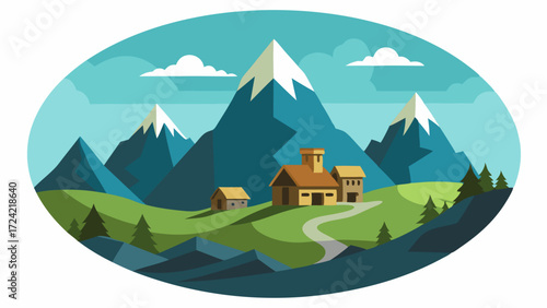 Encircled by towering mountain peaks this isolated hamlet is a hidden gem offering breathtaking views and a sense of seclusion.