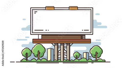 City Billboard Icon in Flat Style for Creative Ads