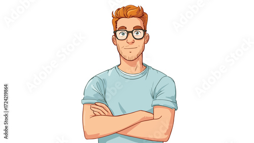 Confident Young Male Student Standing Bravely - Professional Stock Photo