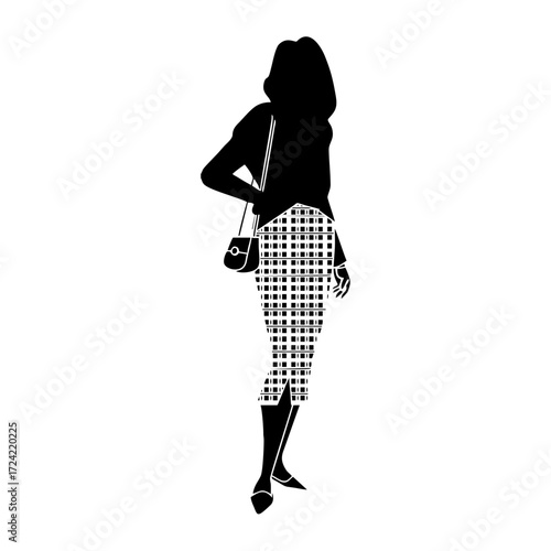 Silhouette of a woman in a dress vector simple fashion silhouette