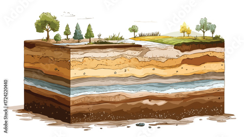 Detailed Soil Layer Infographics Vector Cross Section for Professionals