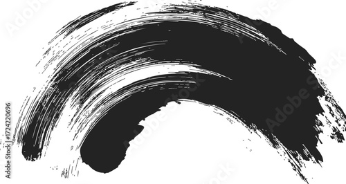 Black brush stroke sketch, hand drawn curved paint texture on white — stock vector