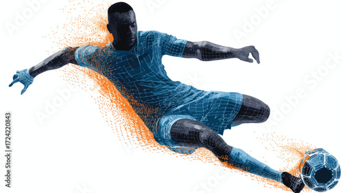 Dynamic Soccer Player on Futuristic Background - Professional Sports Stock Photo
