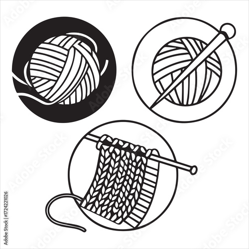 yarn icons set vector outline