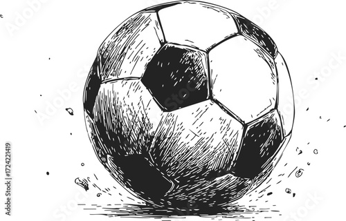 Soccer ball sketch hand drawn classic black and white style — stock vector