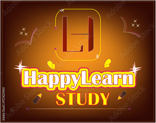 full letter logo steps preschool logo with balloons and Happy .
