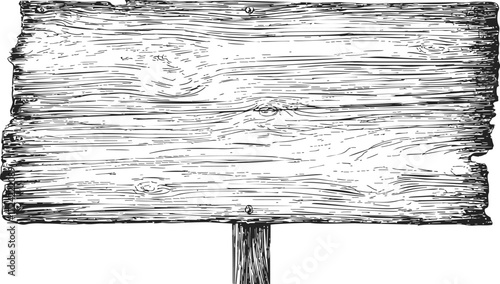 Wooden signboard sketch hand drawn rustic blank plank isolated — stock vector