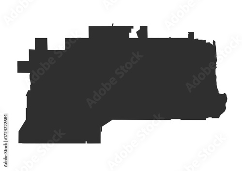 A black silhouette vector map representing the geographical outline of West Jordan, ideal for minimalist design.