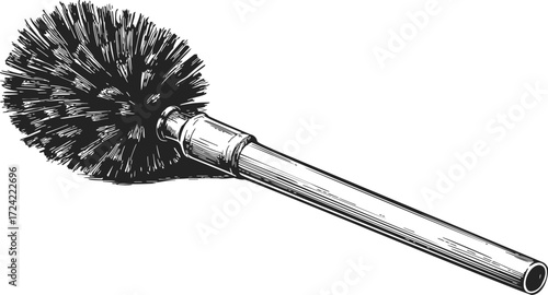 Toilet brush sketch hand drawn cleaning tool isolated on white — stock vector