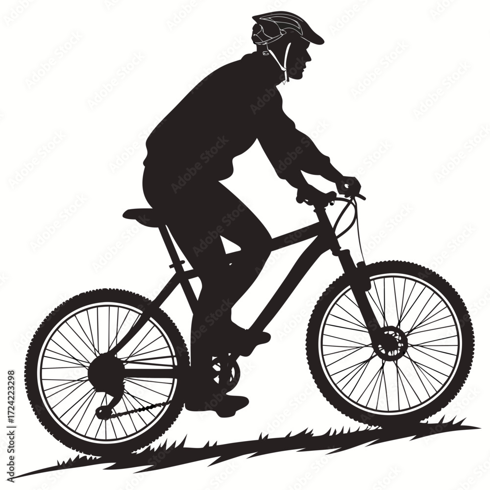 Naklejka premium silhouette of a man riding bicycle