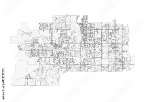 Minimalist vector highway map of West Jordan, detailed street and road network for modern design and city planning projects.