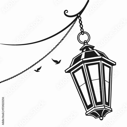 vector illustration of a cage with birds