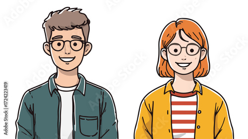 Joyful Male Female Students Portray Positive Emotions Together in Classroom