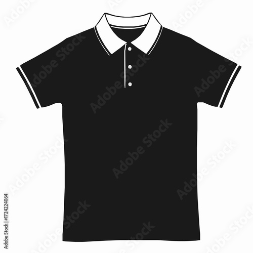 Black Polo Shirt Icon with White Collar and Stripes Isolated on White Background 336wocdi9umnw0v4pn09roxo9t6