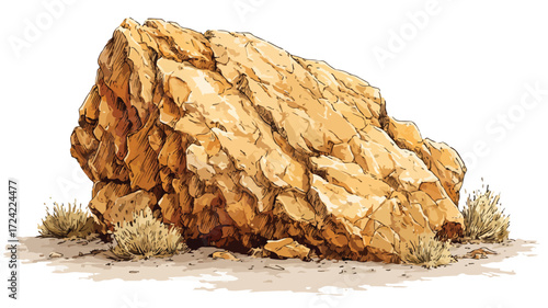 Large Rock Isolated Vector Illustration on White Background