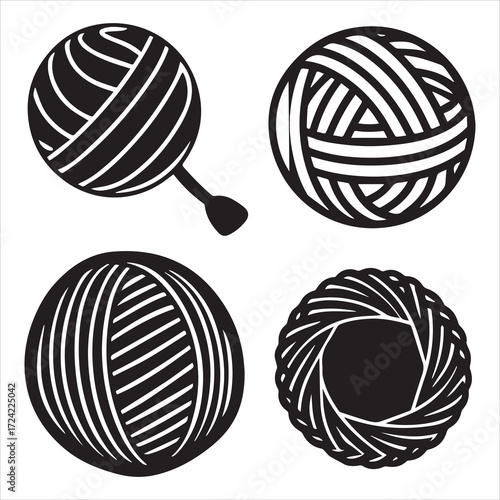 yarn icons set vector outline