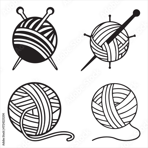 yarn icons set vector outline