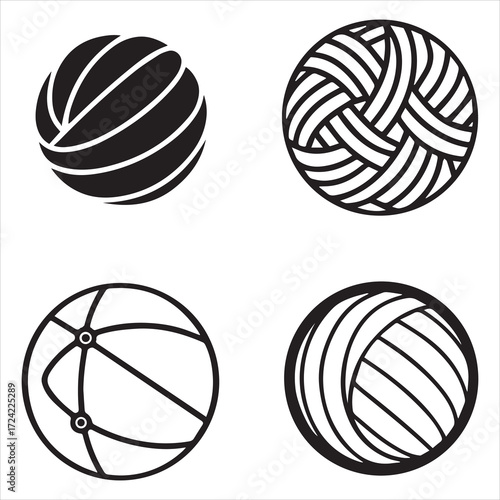 yarn icons set vector outline