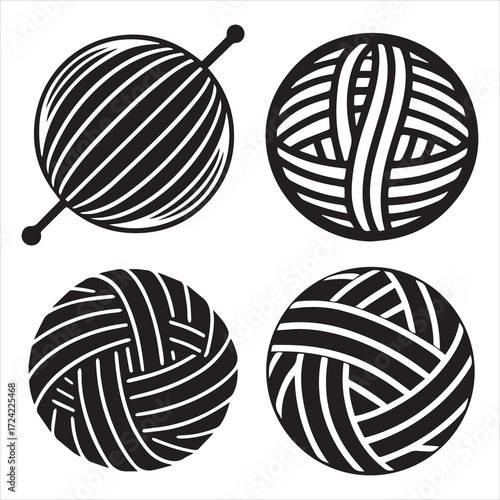 yarn icons set vector outline