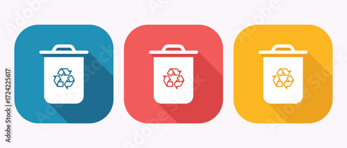 Colorful Recycling Bin Icons for Sustainable Living and Environmental Awareness Projects