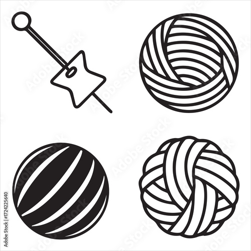 yarn icons set vector outline