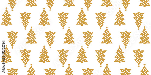 Christmas trees seamless pattern on white background. Design template for wallpaper,fabric,wrapping, textile