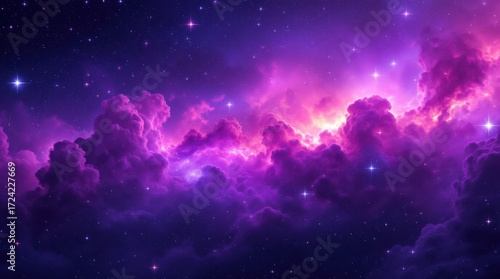 Vibrant cosmic clouds and stars in a colorful galaxy at night showcasing deep space beauty