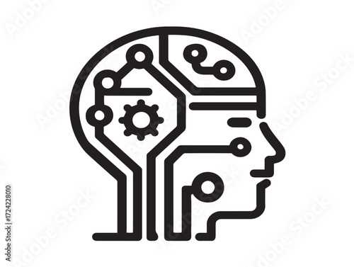 Stylish Artificial Intelligence Icon in Modern Thin Line Vector Artwork