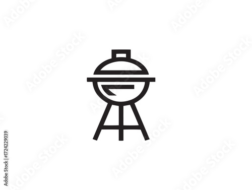 BBQ Icon in Professional Clean Minimal Vector Line Illustration Artwork