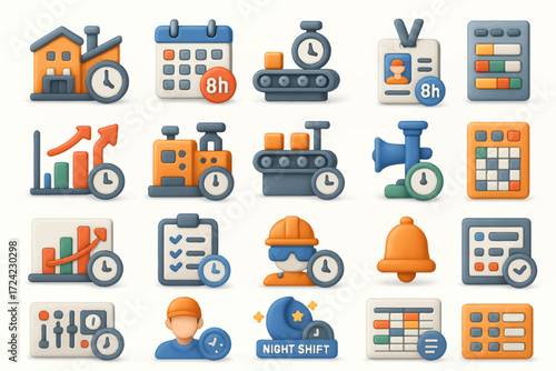Time Management  Factory Production 24 Professional Icons