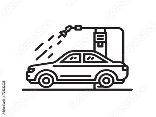 Car Wash Icon in Modern Clean Thin Line Vector Illustration