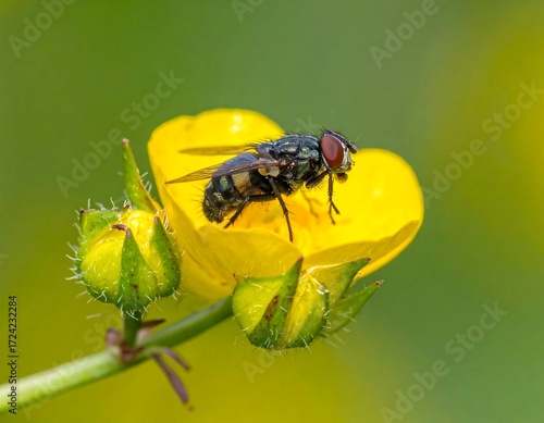 Fly on a yellow flower