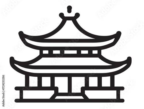 Minimal China Icon in Clean Contemporary Vector Line Illustration Design