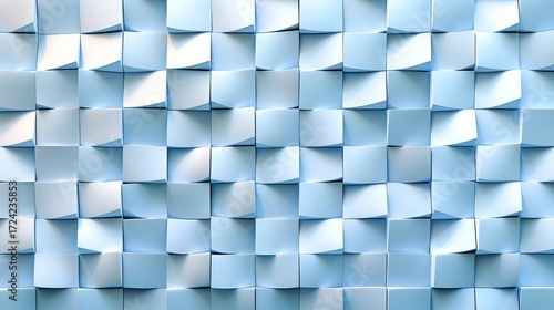 Fototapeta Naklejka Na Ścianę i Meble -  Blue and white background with a pattern of squares. The squares are arranged in a way that creates a sense of depth and texture. The image has a modern and minimalist feel to it