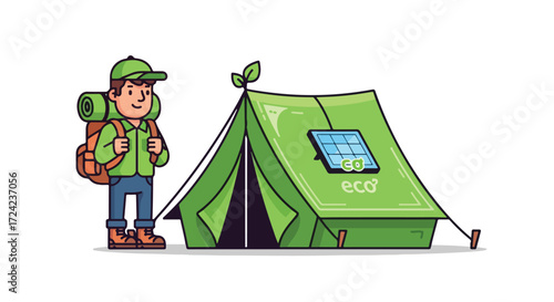 Eco-Friendly Camping Trip with Solar Powered Tent.