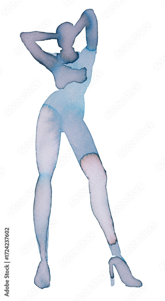 custom made wallpaper toronto digitalElegant figure in watercolor and ink poised in a striking pose with high heels