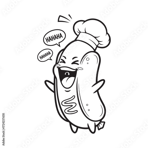 Funny Kawaii Hot Dog Chef Laughing Out Loud