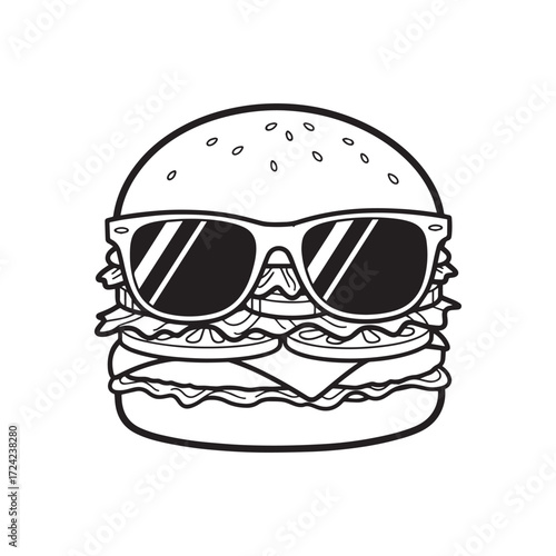 Cool Kawaii Hamburger with Sunglasses