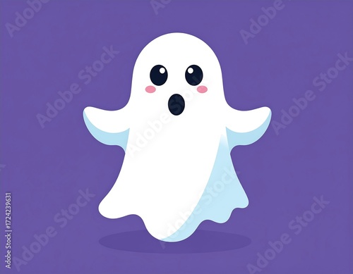 Cute ghost on purple background